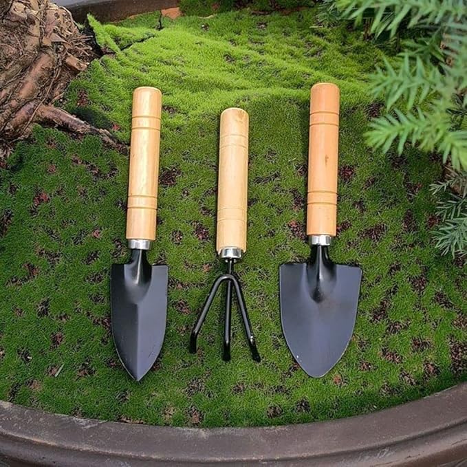 Leadigol Mini Garden Shovel Weeding Household Flower Shovel Pot Plant Bonsai Tool Wooden Handle Gardening Potting Tool Handle Rake Gardening Shovel