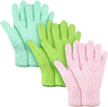 Patelai 3 Pairs Microfiber Plant Dusting Gloves Leaf Cleaning Gloves for Indoor Plants, Blinds, Furniture, House (Green Yellow,Water Blue,Pink,Small)