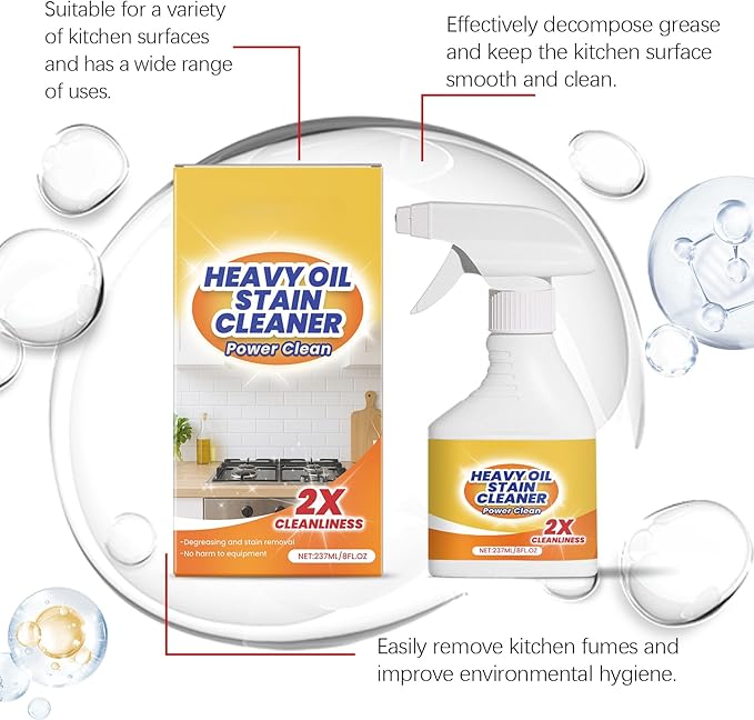 Kitchen Heavy Oil Cleaner, Kitchen Cleaner, Multipurpose Oil Stain Remover,Kitchens Grease Cleaner, Grease Remover, for Appliances Countertops Range Hoods