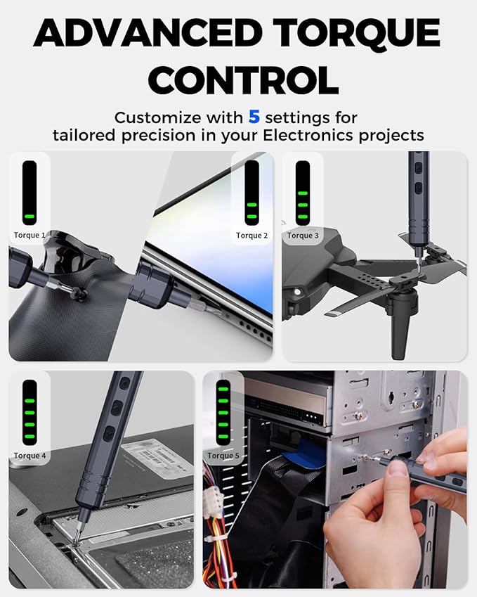 Mini Electric Screwdriver Set 140-IN-1: UnaMela Small Electric Screwdriver Cordless - 120 Precision Bits, 5 Torque Settings, LED Light, Magnetic Power Screwdriver Repair Tool Kit for PC RC Electronics