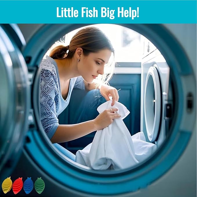 Fish-Shaped Dryer Balls,8-Pack Reusable Laundry Balls Reduce Drying Time, Static & Wrinkle