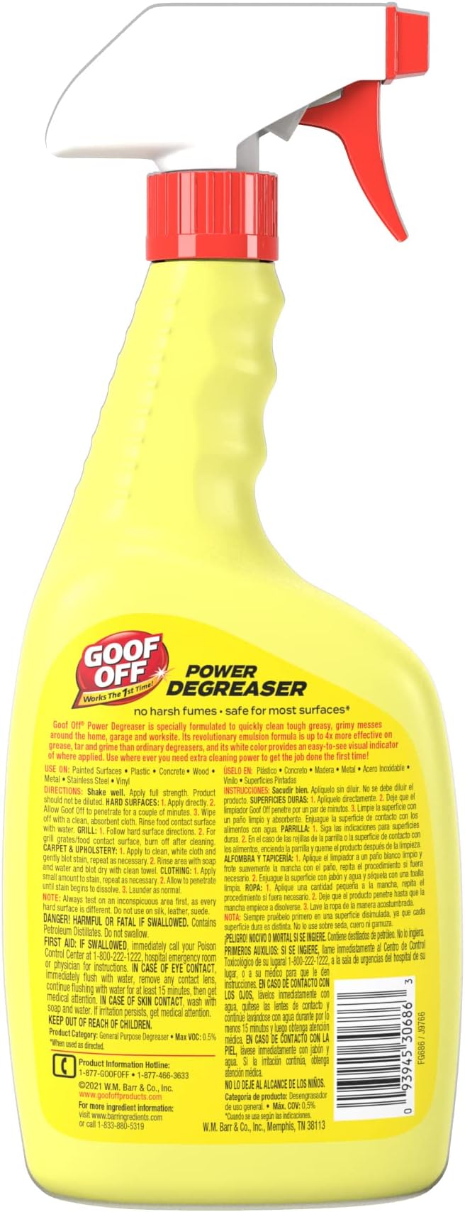 Goof Off Power Cleaner and Degreaser for Mechanics– 32 oz. Trigger Spray Bottle (Pack of 3)