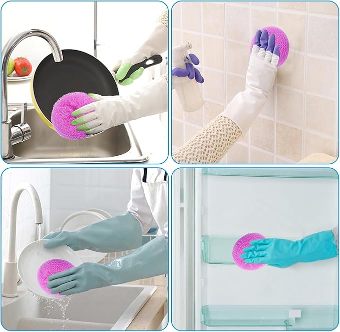 15 Pcs Plastic Dish Scrubbers, Nylon Scouring Pad Mesh Pot Scourers(Yellow+Pink+Orange)