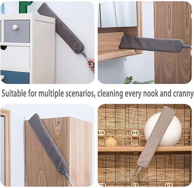 Retractable Gap Dust Cleaner Flat Duster for Under Appliances Household Cleaning Tools for Cleaning Under Appliances Furniture Couch Fridge 55.12icnh Gray