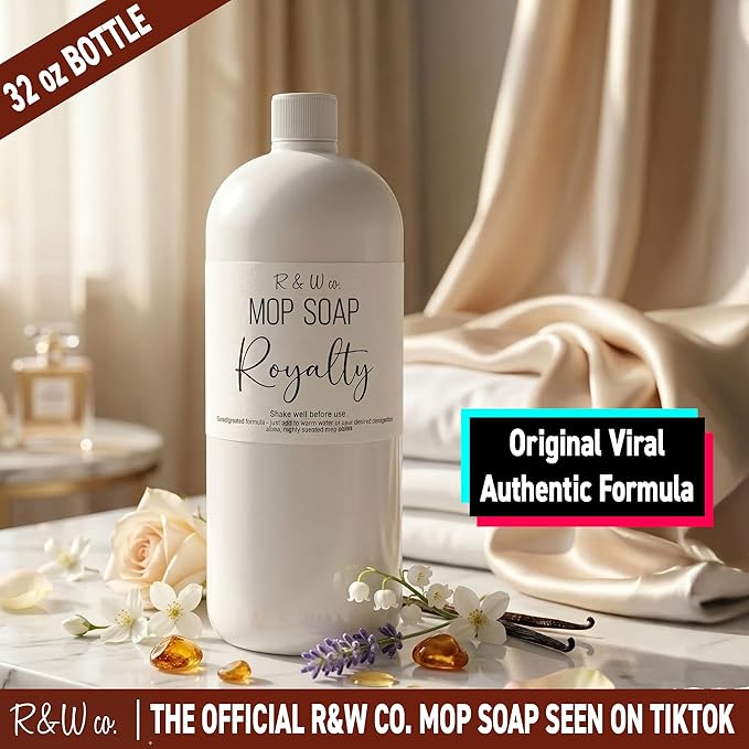 R&W CO. Original 32 oz Premium Mop Soap Royalty Scented, Gentle Floor Cleaner for all Surfaces, Non-Toxic, Pet and Skin Safe Formula, Streak-Free Shine