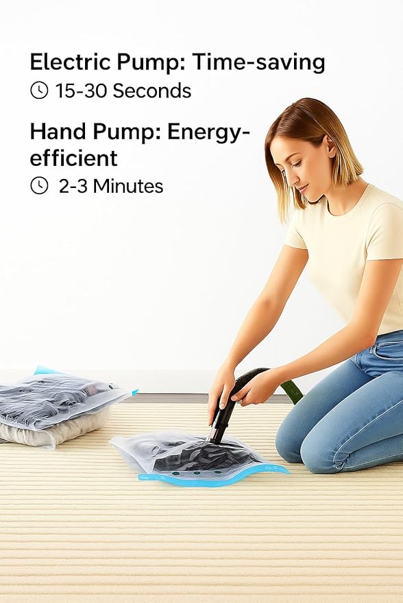 Vacuum Bags for Travel with Pump,8 Pack Vacuum Storage Bags for Bedding and Clothing,Space Saver Bags for Travel and Home(with Hand Pump, Small 40 * 60)