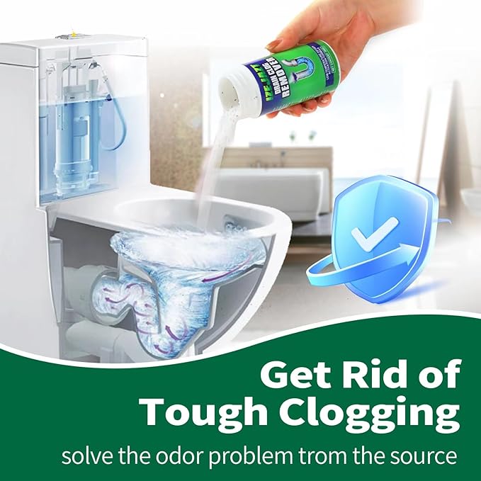 Drain Clog Remover Powder - Fast Acting Formula for All Drains, Kitchen, Bathroom, Sink & Shower - 100% Effective to Eliminate Hair, Grease, and Blockages - [2Pack ]