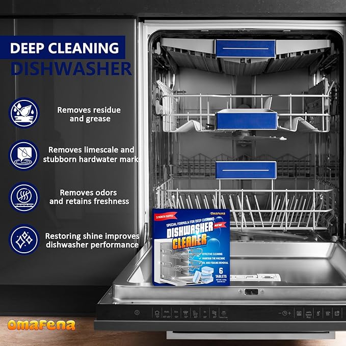 Dishwasher Cleaner and Deodorizer Tablet - 6 Tablets Deep Cleaning Descaler for Dishwasher Machine - Remove Limescale