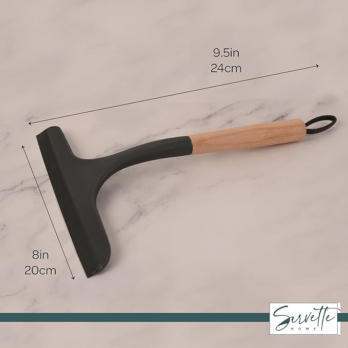 Household Squeegee with Wood or Bamboo Handle, Streak-Free Surface Cleaner, Water Removal Tool (Wood Handle)