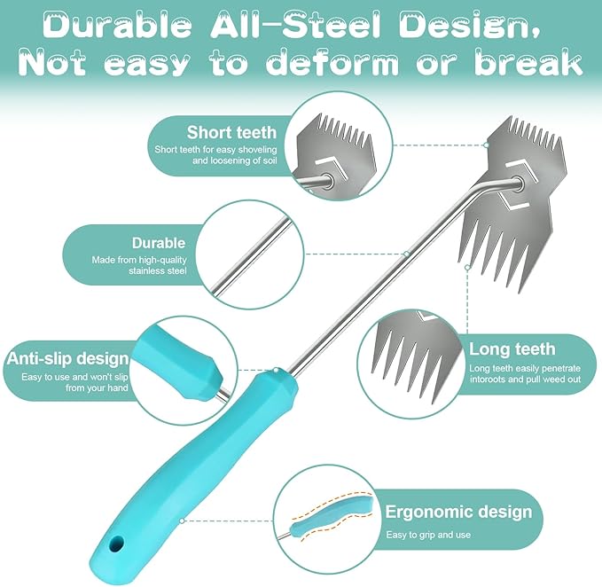 Garden Weed Tool,2026 Portable Gardening Tools,Adopting Ergonomic Handle Design,Stainless Steel Weeding Tools,Hand Weeder Tool Suitable for Farm Planting,Gardening