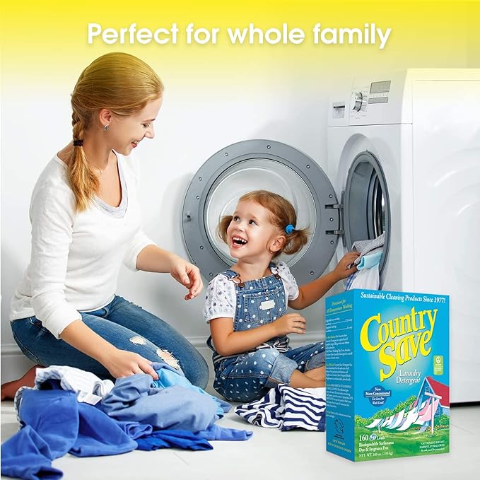 - HE Natural Laundry Detergent Clear and Free of Fillers and Chemicals - Sensitive Washing Detergent Safe for Babies - Country Save Laundry Detergent, 100 oz (160 loads)