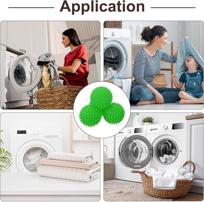 uxcell 4pcs Reusable Laundry Dryer Balls Vinyl Drying Balls for Reduce Wrinkles Static Fabric Softener Reduce Drying Time Save on Energy, Green