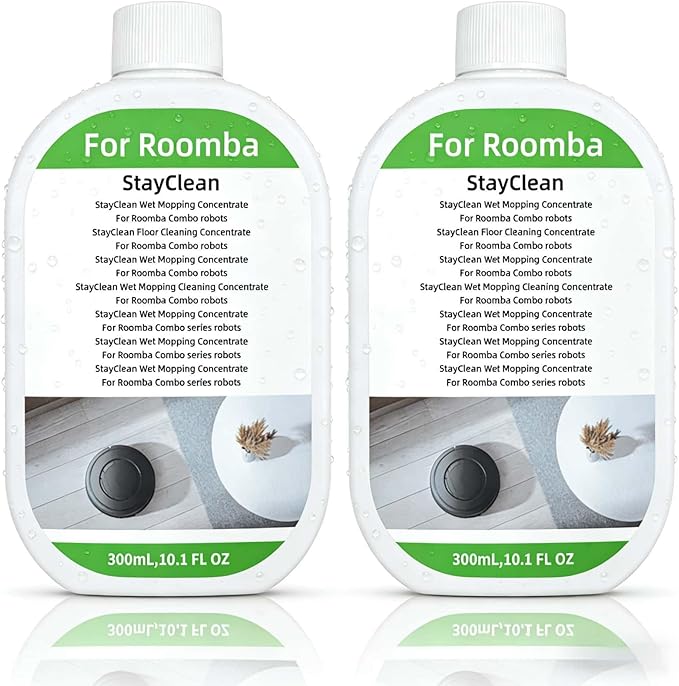 Floor Cleaner Liquid, 2 Bottle, 300ml Fresh Scent, Low Foam Formula, Deep Cleaning, Compatible with Roomba Plus 405/505/Max 705 Cleaning Robot