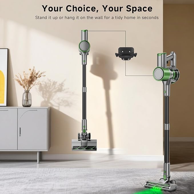 Cordless Stick Vacuum Cleaner - Lightweight Handheld Vacuum with Self Standing, Removable Battery with 45min Running Time, Anti-tangle Wireless Vacuum for Home Pet Hair/Hardwood Floor/Carpet GB