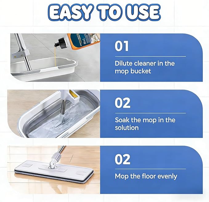 2PCS 5 In 1 Floor Cleaner, 2026 New 5 In 1 Fragrance Cleaning Care Solution, For Hardwood Floors, Natural Shine For Mopping Home, Kitchen And Bathroom(Sponge*1+Cloth*1)