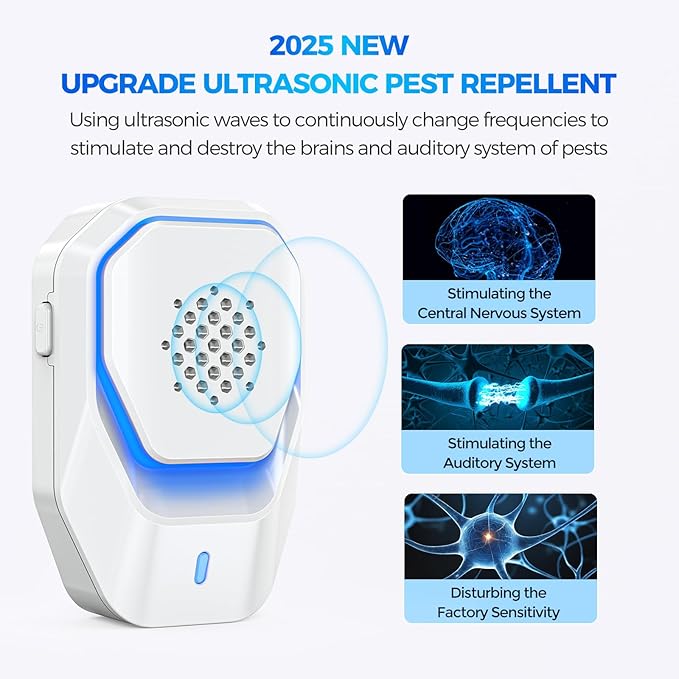 Upgraded 6 Packs Ultrasonic Pest Control Repeller, Electronic Spider Repellent Indoor for Insect Roaches Rodent Ant Bug Mosquito Rat Mouse Repellent Plug in for House Home Kitchen Garage