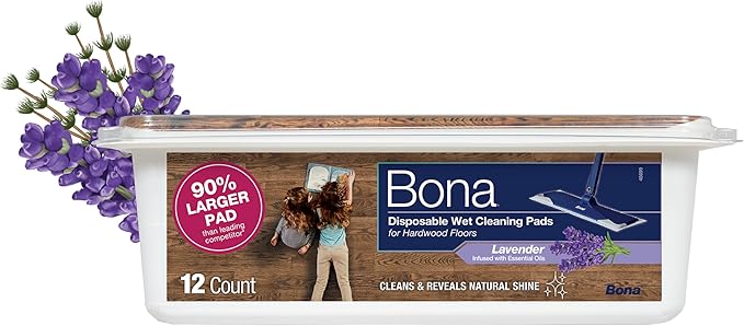 Bona® Disposable Wet Cleaning Pads for Hardwood Floors,Lavender Scent,(Pack of 6)