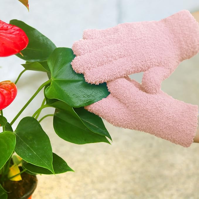 Evridwear Microfiber Gloves for Plant Dusting,Reusable Leaf Cleaning Glove for Houseplants,Blinds,Furniture and Small Objects