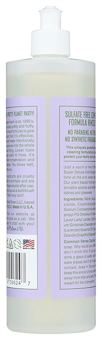REBEL GREEN Lavender & Grapefruit Super Deluxe Dish Soap, 16 FZ