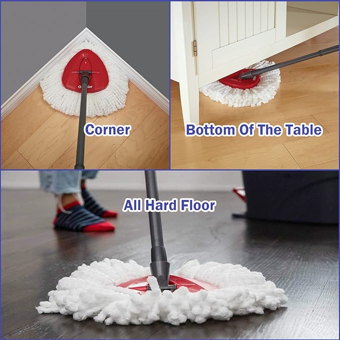 Spin Mop Replacement Head 4 Pack Mop Refill Compatible with Ocedar Triangle Swivel Mops Microfiber Swivel Mop Refill,Deep Clean,Machine Washable and Easy to Replace
