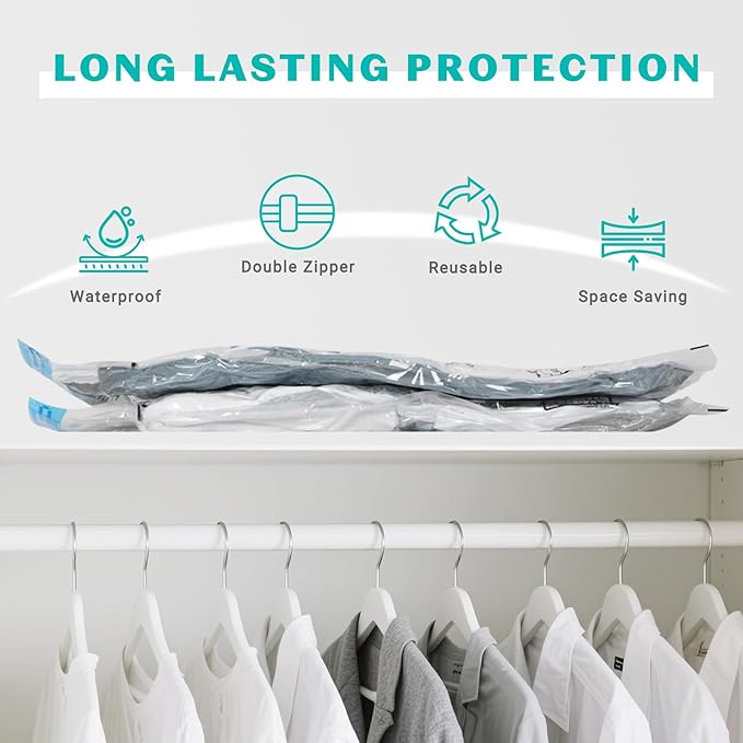 10 Pack Large Space Saver Vacuum Storage Bags Large Seal Bags for Bedding Compression Bags for Travel Comforters Blankets Bedding Pillows Luggage Hand Pump Included