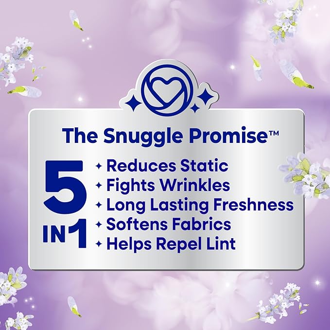 Snuggle Fabric Softener Dryer Sheets, Lavender Breeze Soothing Comfort, 230 Ct, Long-Lasting Fresh & Clean Scent, Softens Fabric, Reduces Static, Fights Wrinkles, Helps Repel Lint & Pet Hair, HE Safe