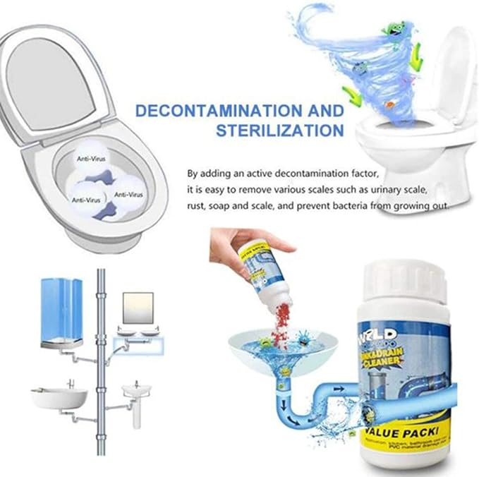 Wild Tornado Pipe Dredge Deodorant, Powerful Sink and Drain Cleaner, Quick Foaming Toilet Cleaner, Dredge Agent for Kitchen and Toilet Pipes (2pcs)