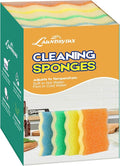 Scrub Sponge, 8 Pack Dual-Sided Temperature-Responsive Scrubber - Non-Scratch - Multipurpose Dish Sponges for Kitchens, Bathrooms, and Outdoor Use - Wave-Shaped
