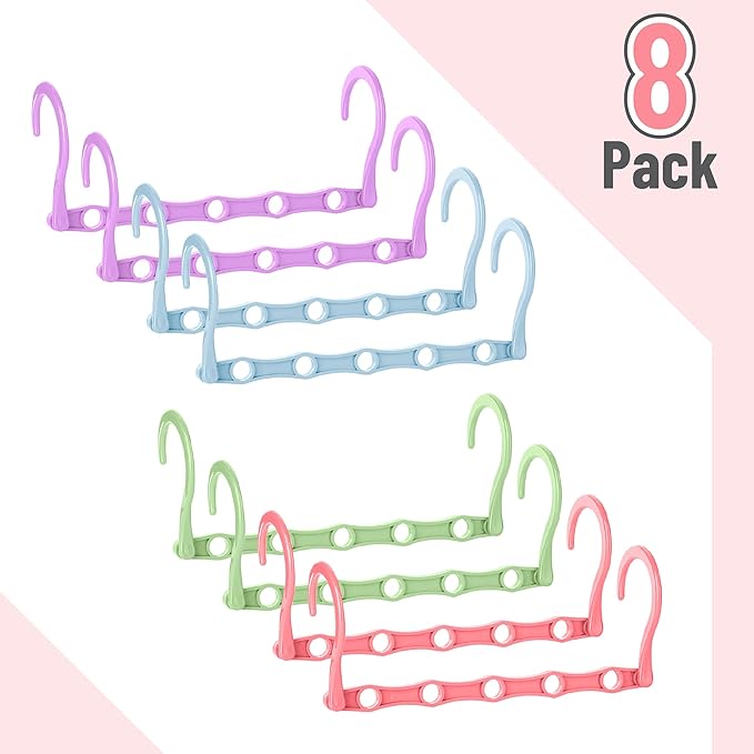 Mr. Pen- Space Saving Hangers for Clothes, 8 pcs, Playful Pop Colors, Plastic Multi Clothes Hangers Space Saving, 5 Slots, 360° Rotating Hooks