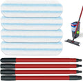 Mop Replacement Pads for O Cedar H2prO Flat Mop System, Mop Handle for O-Cedar H2pro Mop, Reusable Microfiber Mop Pads for Ocedar Flat Mop, Include 4 Mop Pad Refills and 4-Section Mop Handle