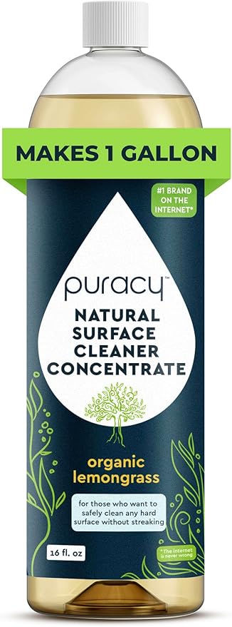 Puracy Multi-Surface Cleaner Concentrate - Plant-Powered All Purpose Cleaner - Surface Cleaner Solution As Seen on TikTok (Organic Lemongrass, 16 fl oz, 1 Pack)