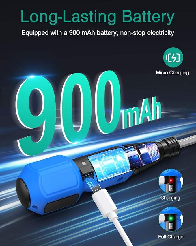ORIA Electric Screwdriver, Cordless Electric Screwdriver, 12 in 1 Cordless Power Repair Tool Kits with 10 Bits and 1/4 inch Bit Holder, LED Lights, Charging Cable, for Phones,Toys, PC