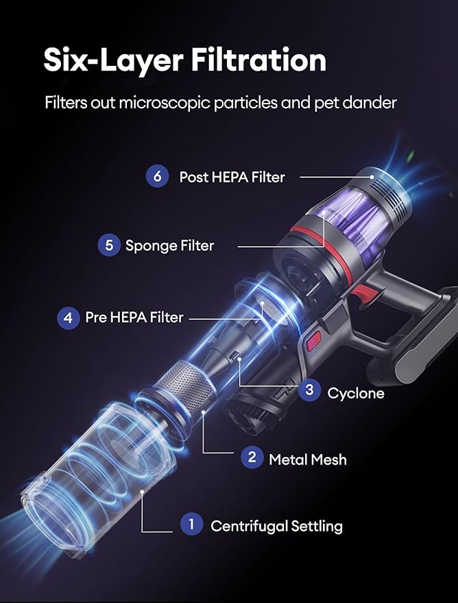 Ultenic Cordless Vacuum Cleaner, 550W/50Kpa, 60Mins Runtime, 180°Bendable Wand, Anti-Tangle Brush, Stick Vacuums Cordless with Charging Dock, for Pet Hair/Carpet/Floor/Car, U16 Flex