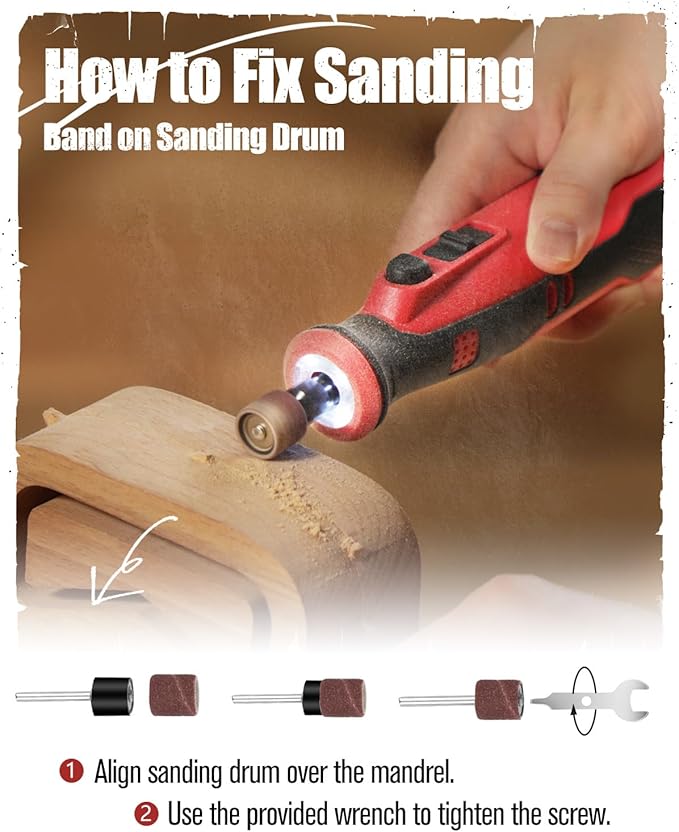 AVID POWER Cordless Rotary Tool 8V Rechargeable Grinding Tool for Dog Nail, 5 Speeds, 60 Pcs Accessories for Carving, Engraving, Sanding, Polishing and Cutting (Light Red)