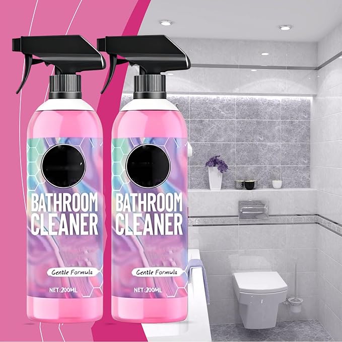 Gefanly Bathroom Cleaner, Gefanly Powerful Pink Bathroom Cleaner Spray, Heavy Duty All Purpose Bathrooms Descaler Foam Cleaners, Gentle Formula, for Tub Floor Tile,Showers,Bathtubs, Glass Surfaces