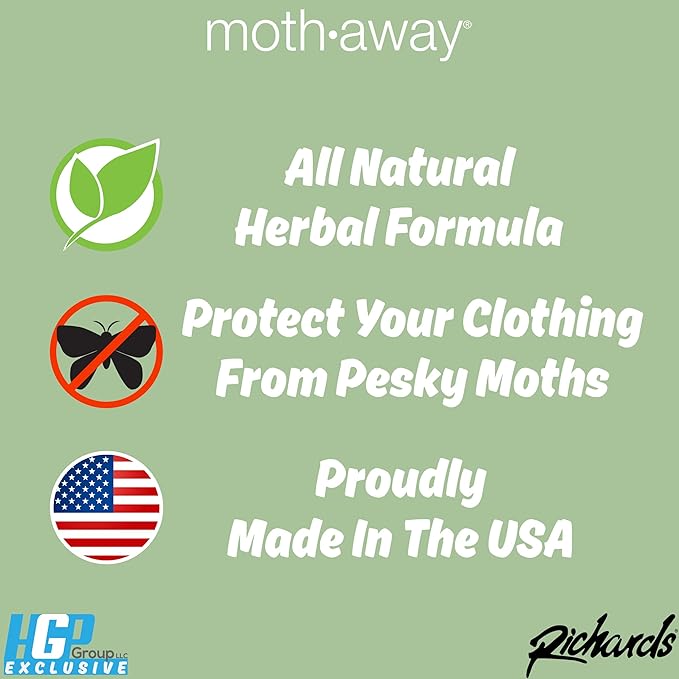 Richards Moth Away Herbal Repellent Sachets – 72 Count Value Pack – 100% Natural Ingredients – Peppermint, Rosemary & Thyme – Non-Toxic Moth Protection for Closets, Drawers & Storage – Made in USA