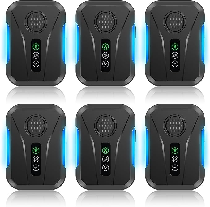 Upgraded Ultrasonic Repellent Plug in Indoor Pest Control Repellent for Mouse, Bugs, Spiders, Rodent, Roaches, Ant, Flea,Mosquito Repellent 3 Mode Switching, 6 Packs