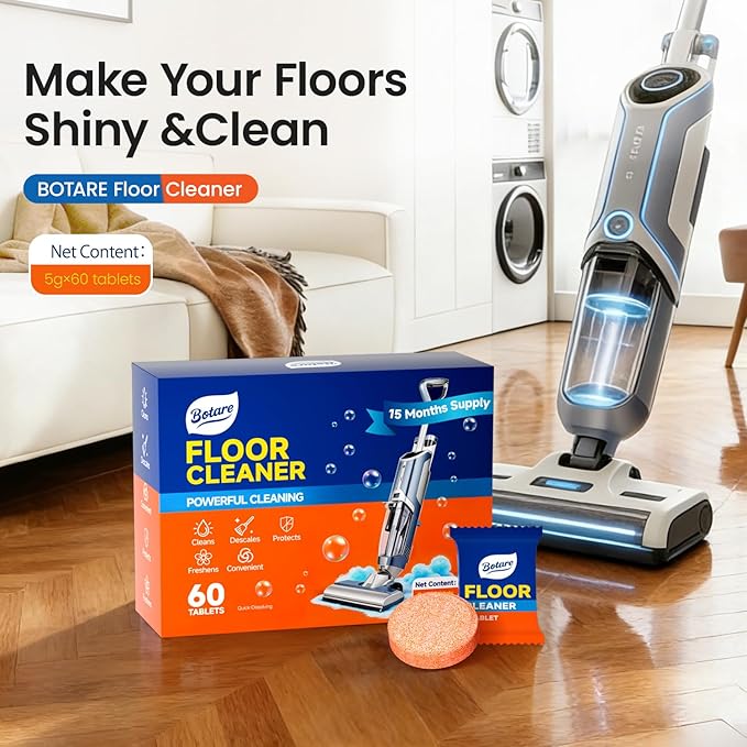 Floor Cleaner Tablet, Compatible with Wet Dry Vacuum and All Robot Mop Floor Washer, Solution for Wood,Tile Laminate Multiple Hard Floors, 60 Pack, Lemon Secent