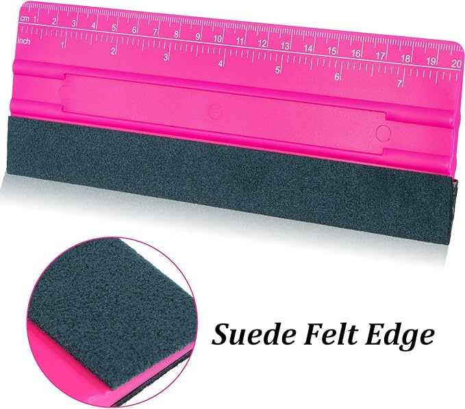 Vinyl Squeegee Tool, Felt Squeegee for Vinyl Application, TPE Rubber Smoothing Tool for Decals, Stickers & Window Film (Red, 7.9 x 2.8 Inches)