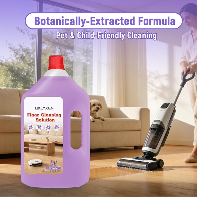 Floor Cleaning Solution Compatible with Roborock – 82 FL OZ Lavender Floor Cleaner – Rich, Long-lasting Fragrance, – For All Robot Vacuums with Mopping & Cordless Wet/Dry Vacuum Mop Cleaner