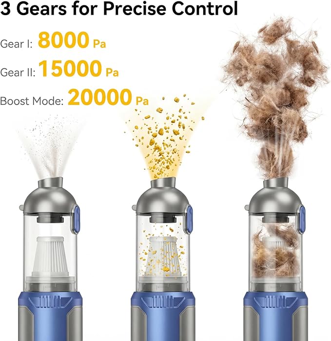 Handheld Car Vacuum Cleaner, 20000Pa High-Power Cordless Vacuum with 6000mAh Battery, LED Light, Washable HEPA Filter, Large Dust Cup, Lightweight Mini Vacuum for Car/Home/Pet Hair