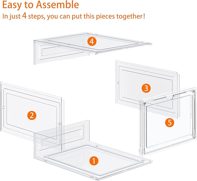 HOMIDEC Shoe Storage, 6 Pack Shoe Organizer Clear Hard Plastic Shoe Box, Shoe Boxes Clear Plastic Stackable, Shoe Boxes with Lids for Size 13, Transparent