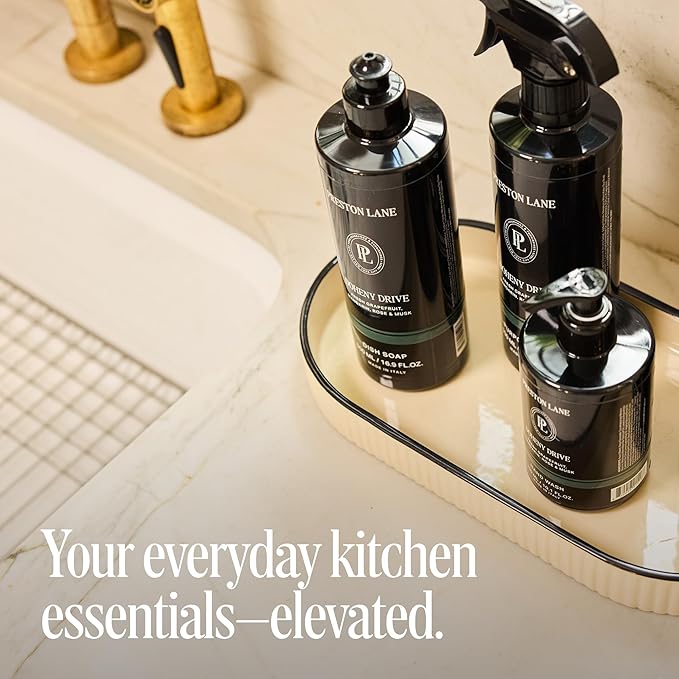 Preston Lane Luxury Kitchen Set – Hand Wash, Dish Soap & All-Purpose Cleaner | Plant-Powered Cleaning Essentials Bundle with Fine Italian Fragrance, Mayfair Scent