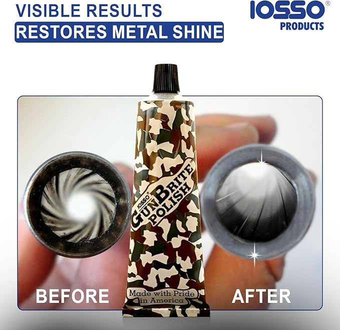 Iosso GunBrite Polish 10202 – Rust Remover and Polishing Cleaner for Guns & Metal – Safe for Stainless Steel, Bluing, Chrome, Nickel – Protective Gun Care Accessory 2 oz Tube – Made in USA