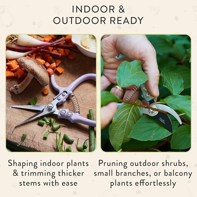 Modern Sprout Hand Pruners & Shears Set with Blister Pack - Lightweight Gardening Tools with Easy Lock - Sharp Carbon Steel Blades -Rust Resistant Scissors for Herbs, Flowers - Chartreuse