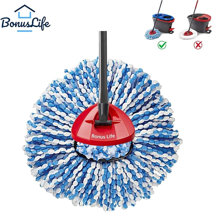 4 Pack Mop Head and 1 Pack Head Base Part for O-Ceda RinseClean Spin Mop Refill 2-Tank System Only Easy Cleaning Microfiber Replacement