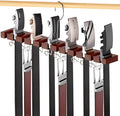 Cuipingoo Belt Hanger for Closet Max 42 Belts, 2-in-1 Wall Mount Belt Organizer with 360° Rotating Hooks, Wooden Tie and Belt Rack for Closet Accessories Organizers and Storage, Walnut Wood