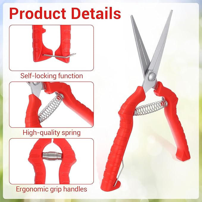20 Pcs Pruning Shears Bud Trimming Scissors Bulk 8 Inch Pruning Shears Garden Scissors for Precise Cut Bonsai Gardening Hand Pruner with Straight Stainless Steel Blade Pruning Snip for Flower Plant, R