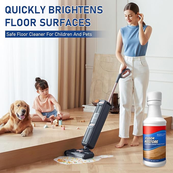2Pcs Floor Restore Cleaner & Polish,High Solid Content Floor Polish For Shine Renewal & Protective Layer,Helps Conceal Small Scratches,Quick-Drying Protective Finish For Tile,Shine Wood-300ml