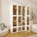 ANTBOX Portable Wardrobe Closet Storage Organizer for Clothes,Transparent Door Panels,Suitable for Living Room, Bedroom,Plastic Wardrobe with Magnetic Door and Easy Assembly (3 Hanging Rod)